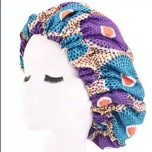 Purple Turquoise Kaleidoscope Afro Print Bonnet